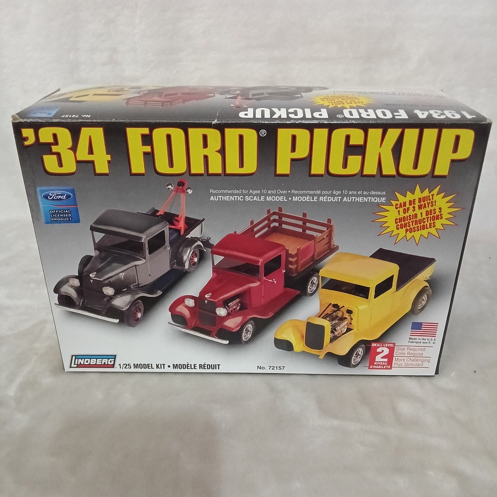 Lindberg 1934 Ford Pickup 1/25 Scale Model Kit 72157 3-in-1 Tow Stake Truck